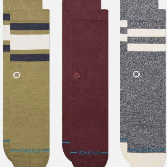 Stance mens Icon Solid Color Cotton Crew Socks, Chive - 3-PACK M 6-8.5, W 8-10.5 - Picture 1 of 2
